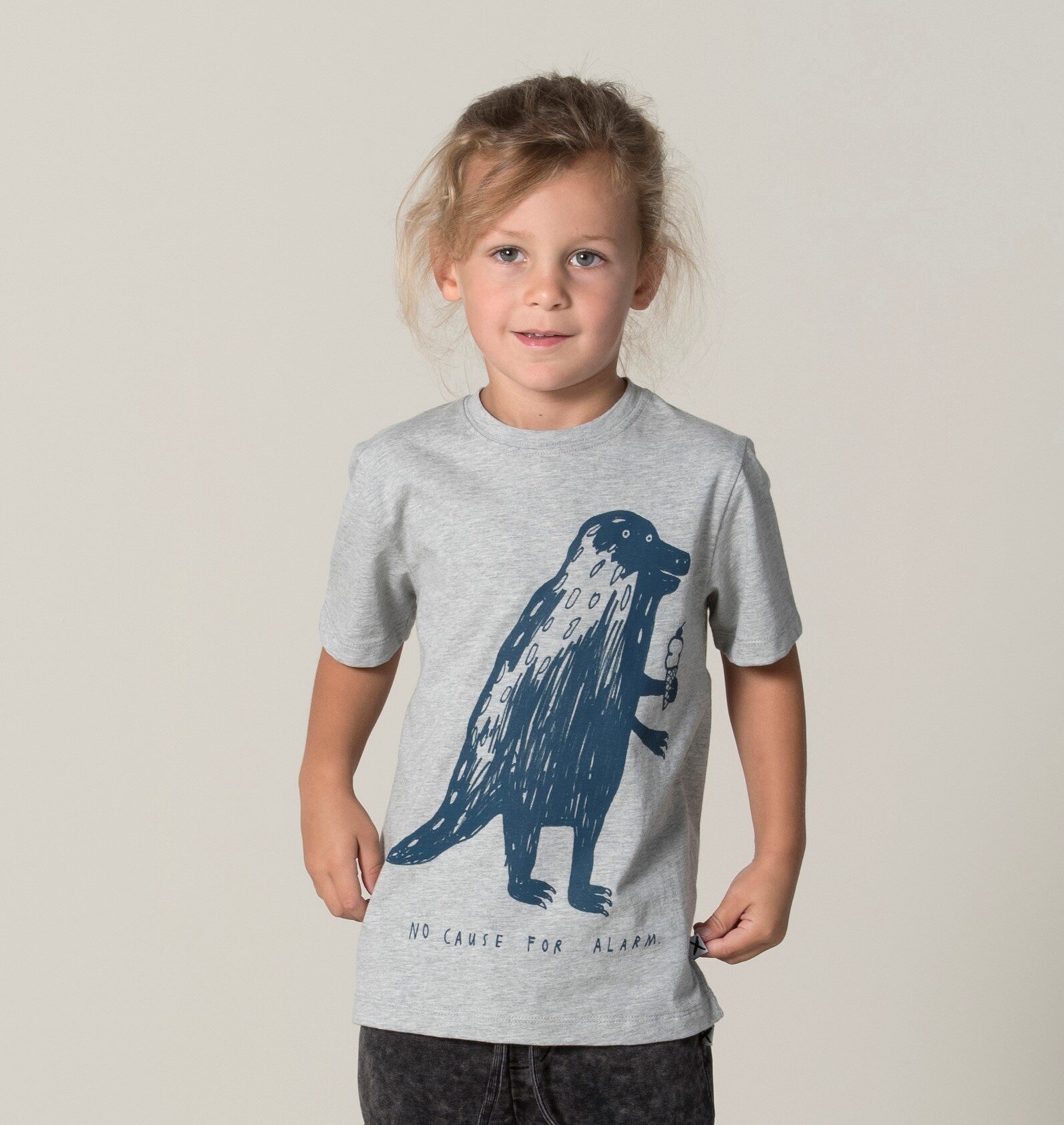 Minti Off Duty Dinosaur Tee - Grey Marle - CLOTHING-BOY-Boys L/S