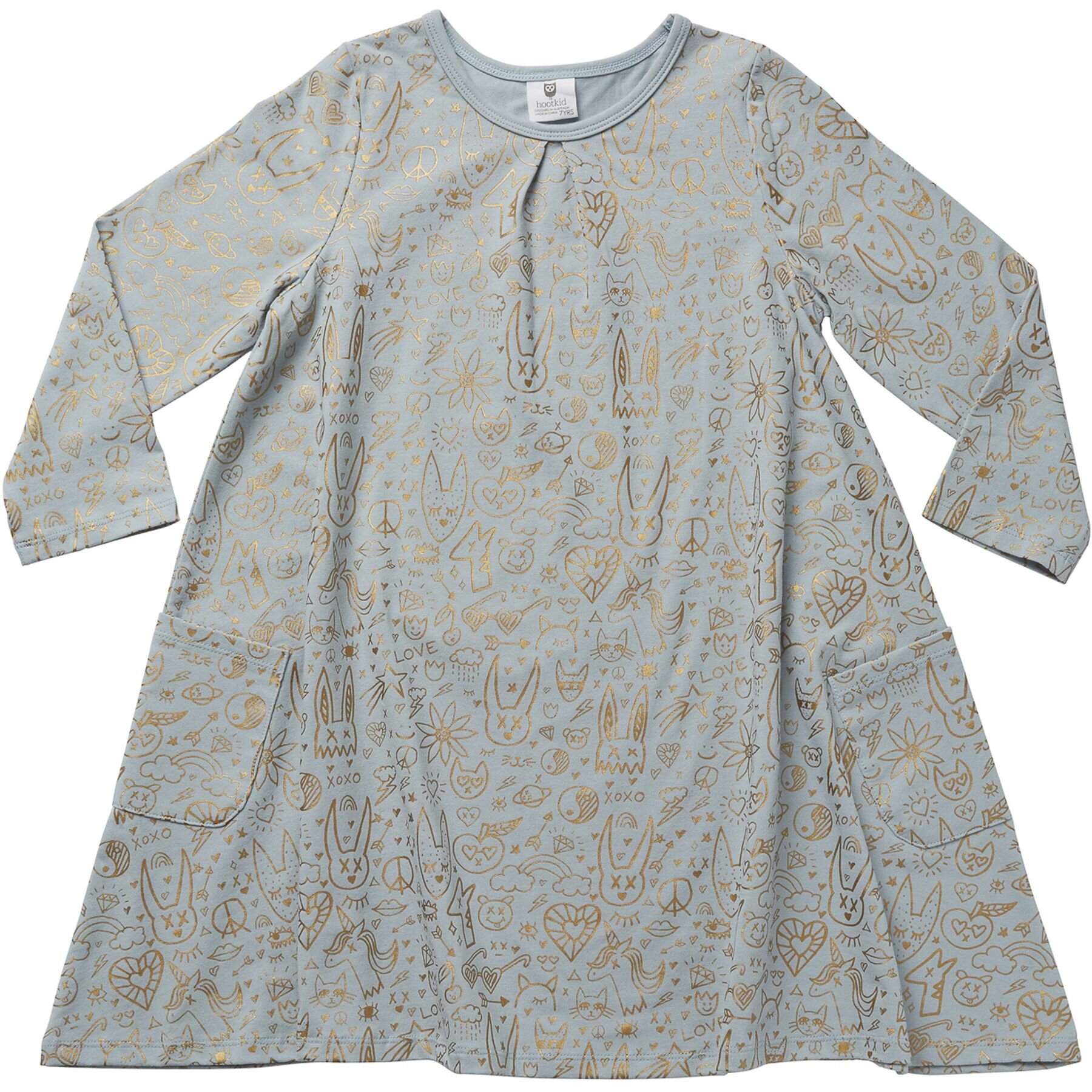 Hootkid Swing Dress Dusty Blue Clothing Girl Girls