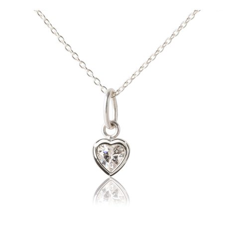 Sparkle Heart Pendant & Necklace - Silver - CLOTHING-ACCESSORIES ...