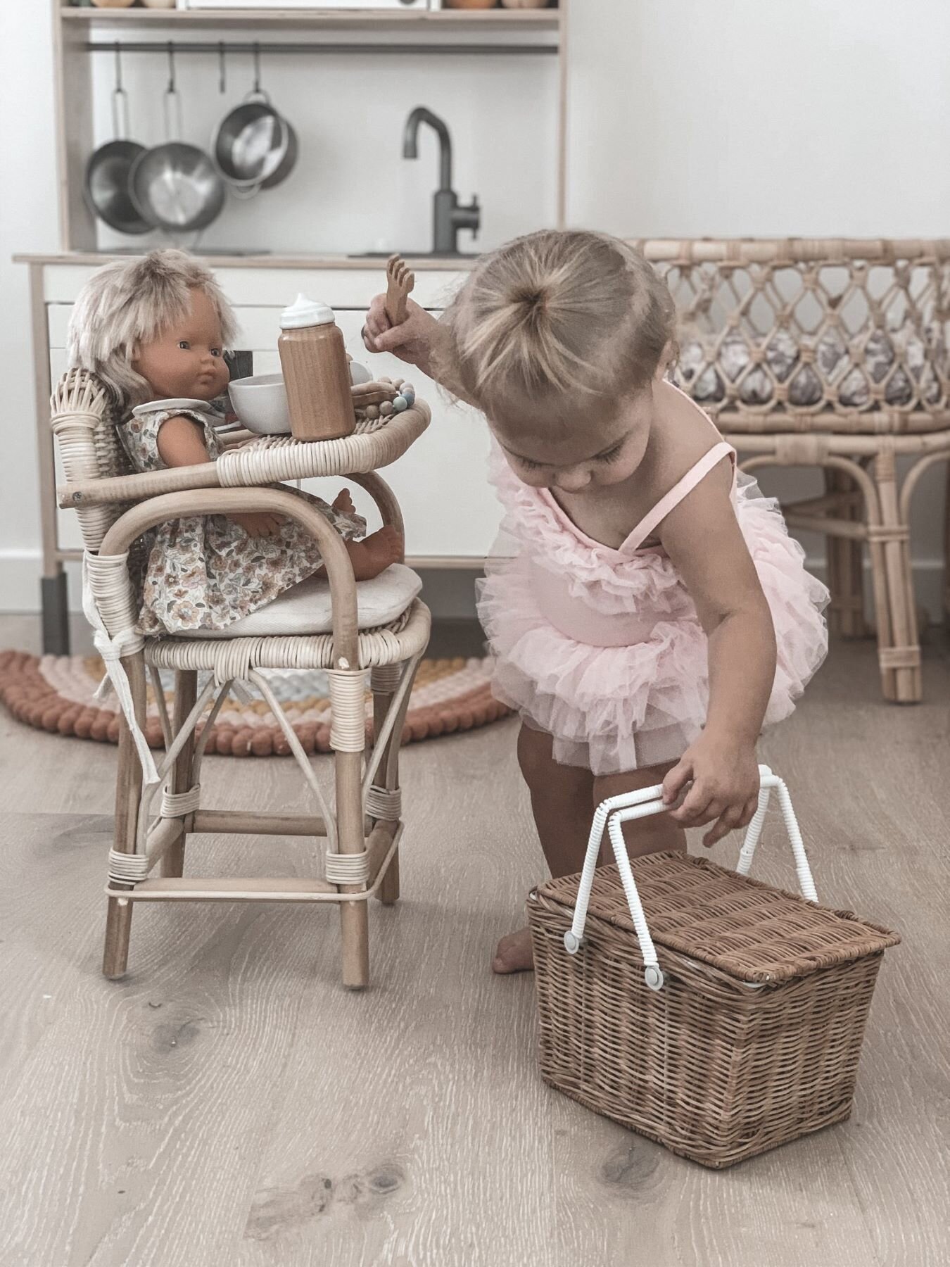 Rattan baby doll high chair hot sale