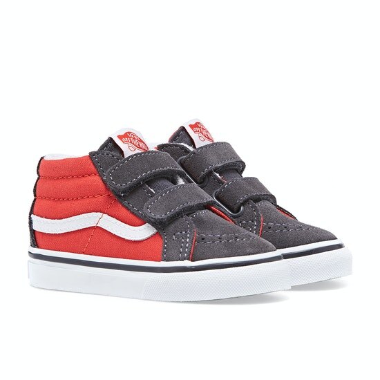 Vans Toddler Sk8-Mid Velcro 2-Tone Red/Grey - SALE-Footwear : Kids ...