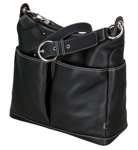 OiOi Black Leather Hobo & Taupe Lining