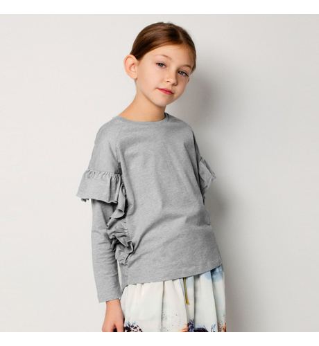 Paper Wings Frilled Smock T-shirt - Grey Marle - SALE-Sale Girls ...
