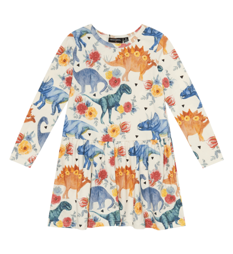 Rock Your Kid Dino Floral Drop Waist Dress