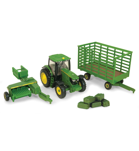 John Deere 1/64 Tractor With Square Bailer