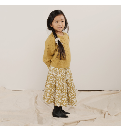 Rylee + Cru Dolly Midi Skirt - Ditsy Floral/Gold - CLOTHING-GIRL