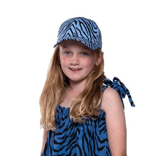 The Girl Club Tiger Stripe Hip Hop Cap Blue CLOTHING HATS Caps Kids Clothing NZ Shop Online Kid Republic S21 22 The Girl Club D1