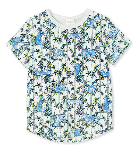 Milky Bamboo Tiger Tee - Light Blue