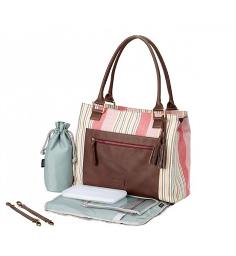 OiOi Nomadic Stripe Tote with Leather Pocket