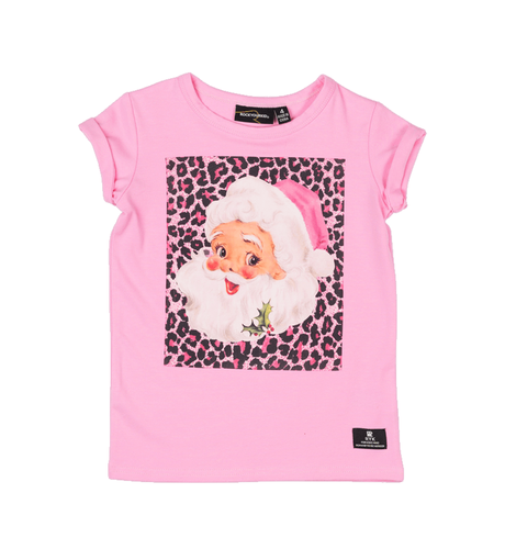 Rock Your Kid Pink Leopard Santa T-Shirt