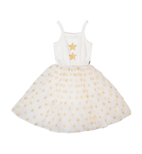 Rock Your Kid Cream Star Flounce Dress