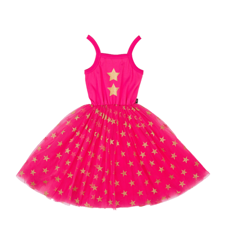 Rock Your Kid Pink Star Flounce Dress