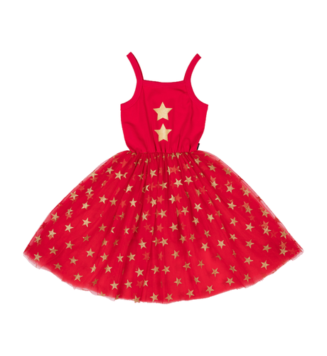 Rock Your Kid Red Star Flounce Dress