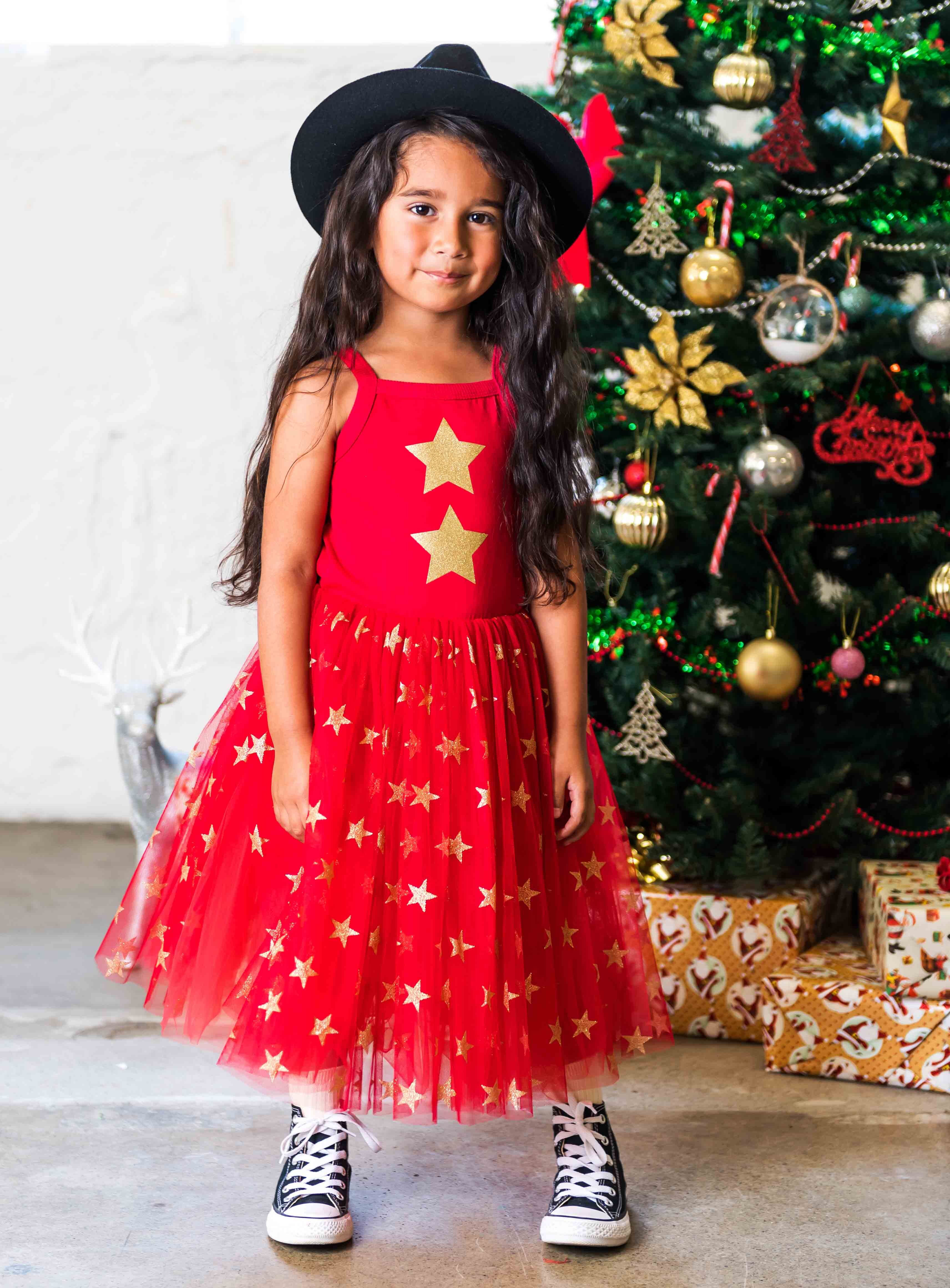 Rock Your Kid Red Star Flounce Dress CLOTHING GIRL Girls Dresses Kids Clothing NZ Shop Online Kid Republic S21 22 Rock Your Kid D5 BLACK