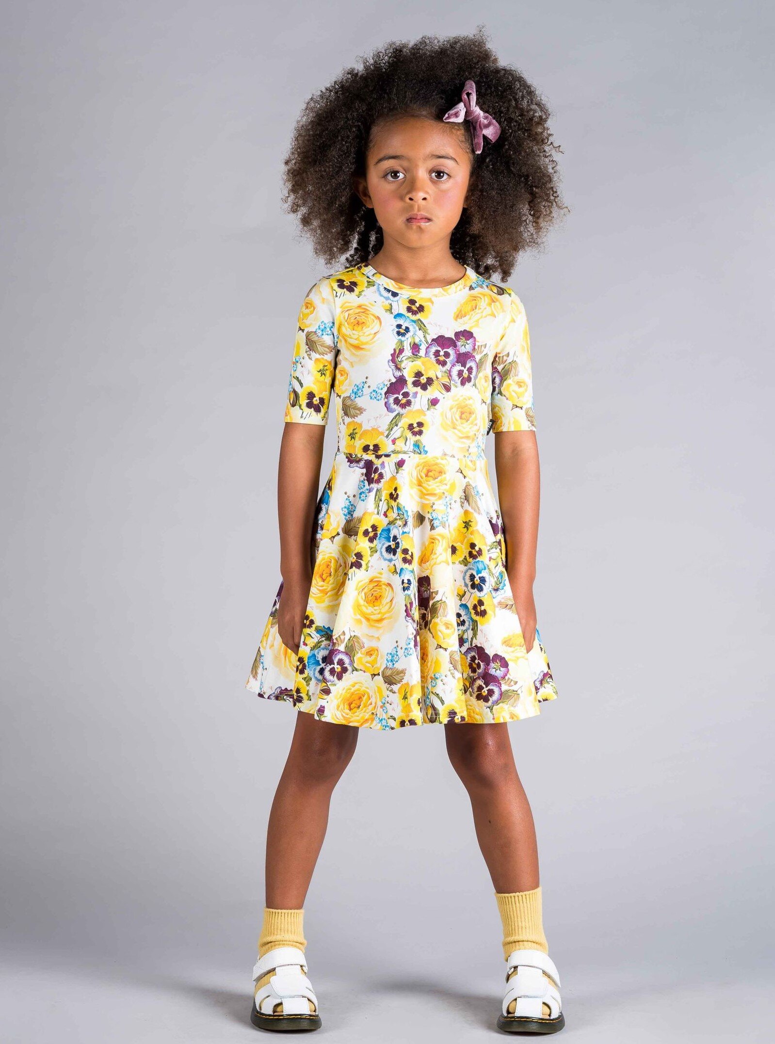 Rock Your Kid Yellow Pansy Waisted Dress SALE Sale Girls