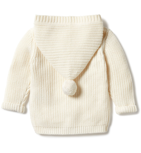 Rib-knit hooded jacket