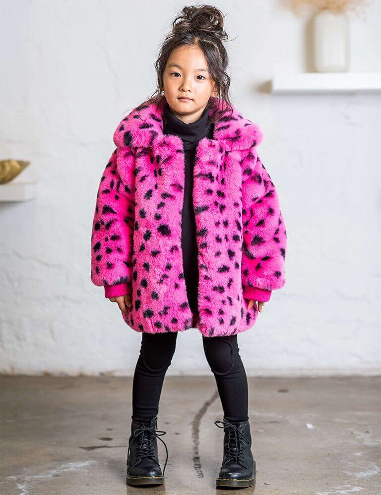 Childrens pink cheap fur coats