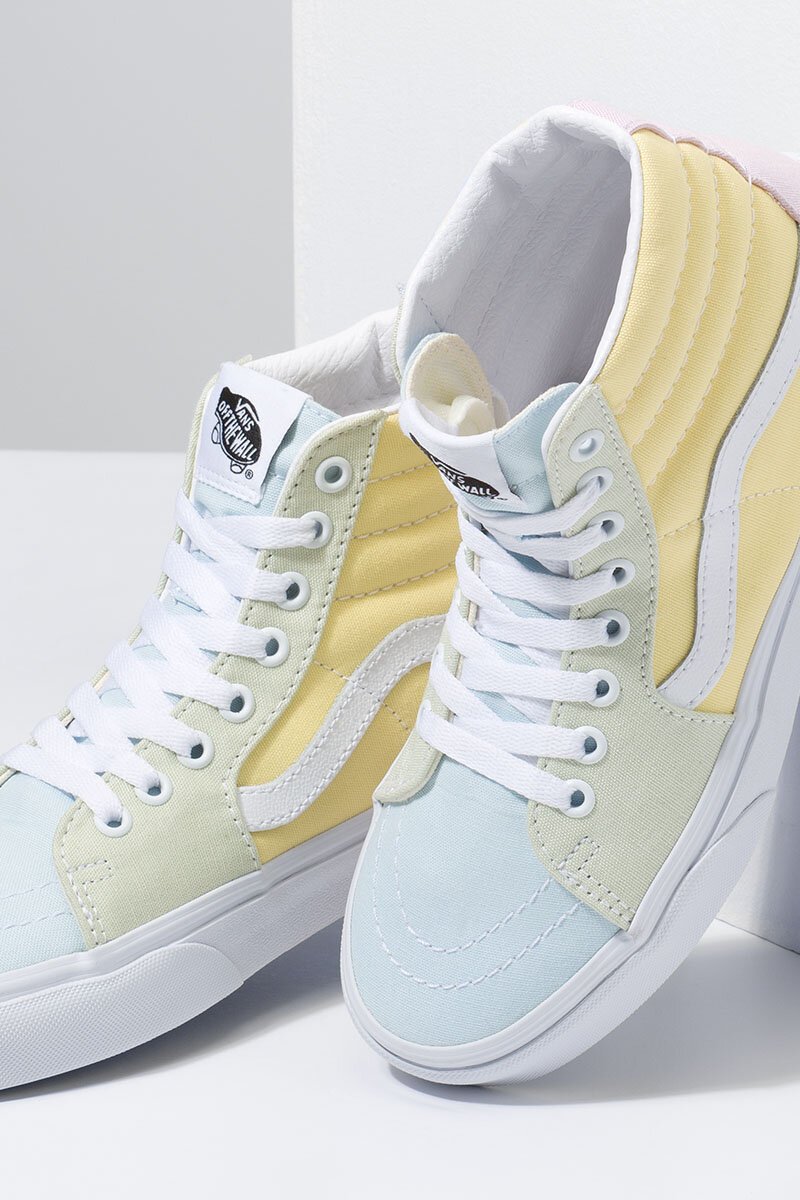 Pastel yellow sales high top vans