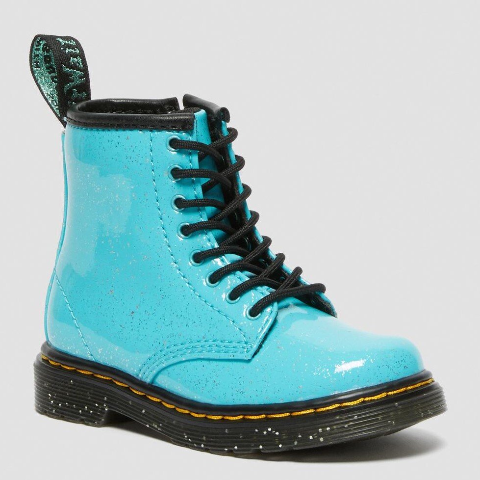 Dr Martens Toddler1460 Lace Up Cosmic Glitter Turquoise FOOTWEAR Boots Kids Clothing NZ Shop Online Kid Republic Dr Martens