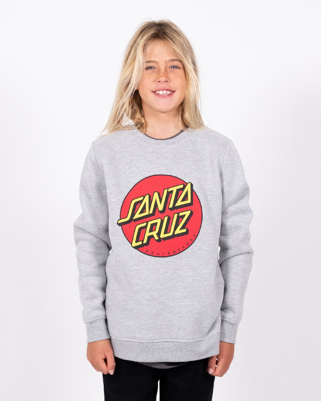 Santa Cruz Classic Dot Crew Chest Sweatshirt Grey Marle