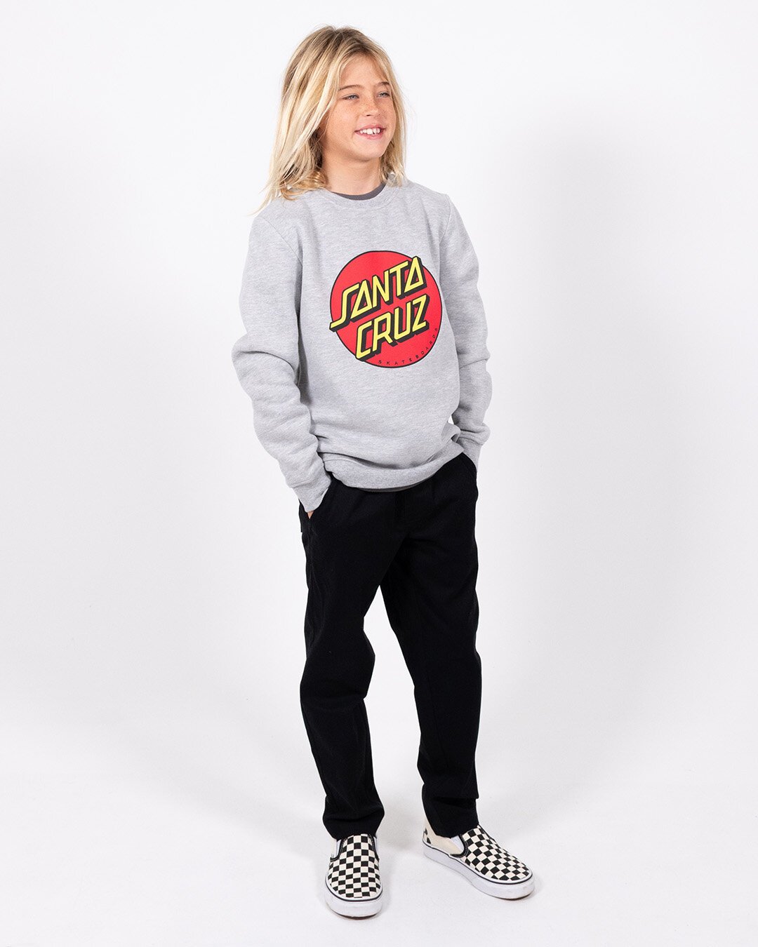 Santa Cruz Classic Dot Crew Chest Sweatshirt Grey Marle