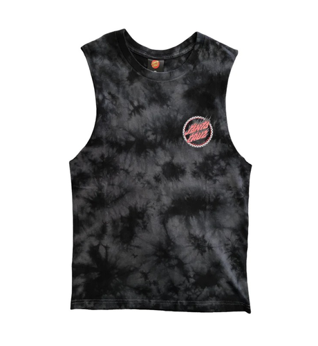 Santa Cruz Checked Out Flamed Dot Singlet - Black Tie Dye