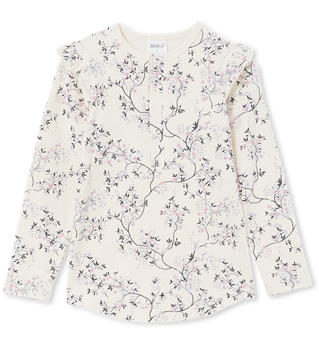 Milky Ivy Rib Frill L/S Henley - Eggnog