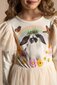 Rock Your Kid Floral Bunny Pom Pom LS Circus Dress