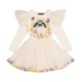 Rock Your Kid Floral Bunny Pom Pom LS Circus Dress