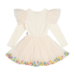 Rock Your Kid Floral Bunny Pom Pom LS Circus Dress