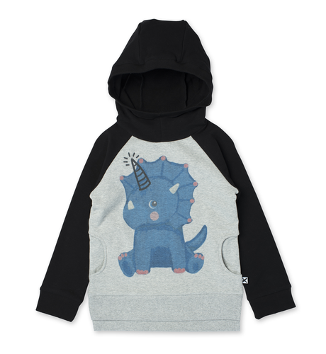 Minti Magical Dino Furry Hood - Grey Mrl/Black