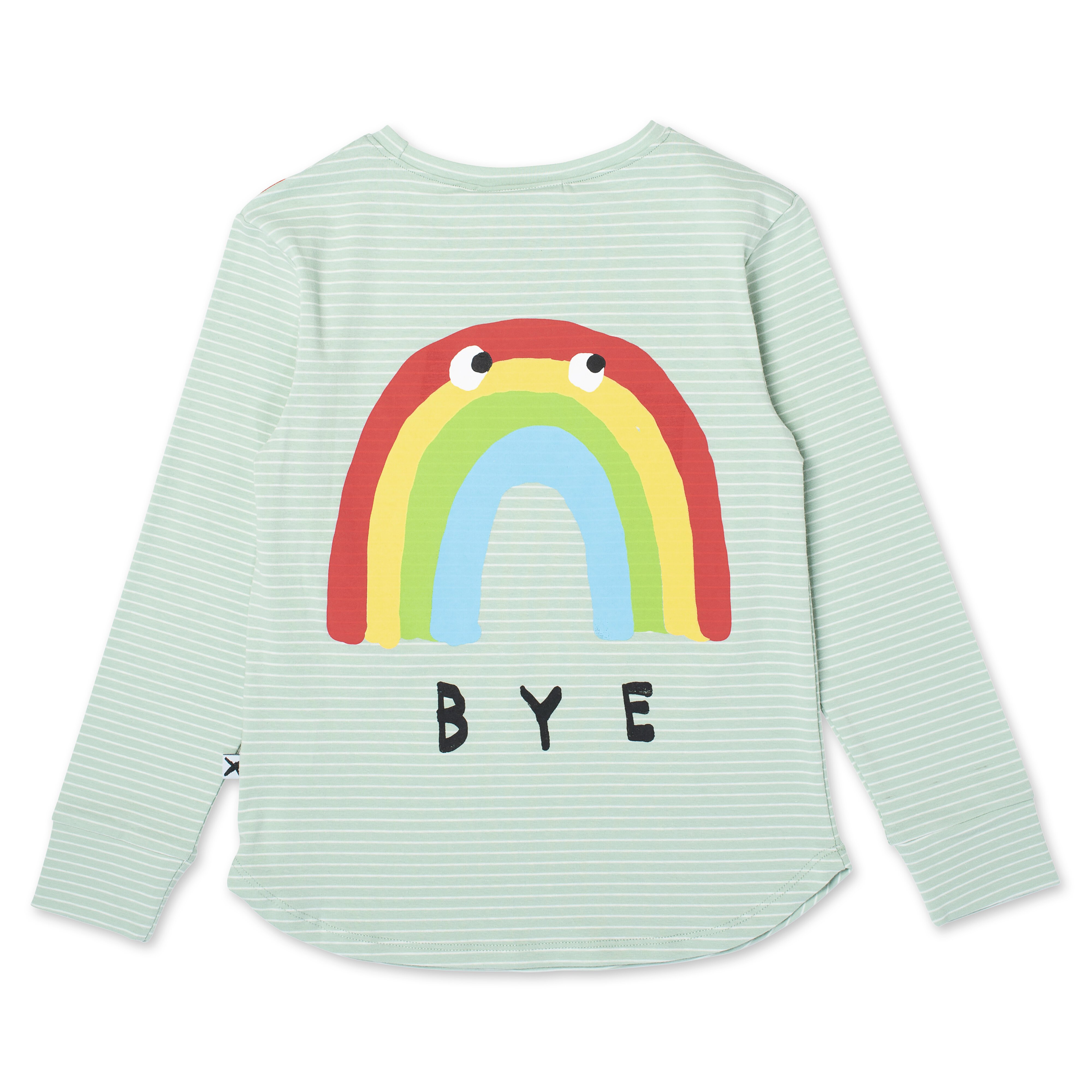 Minti Hello Bye Rainbow LS Tee - Mint Stripe - CLOTHING-GIRL-Girls