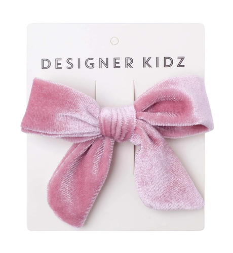 Designer Kidz Velvet Bow Hair Clip - Pink