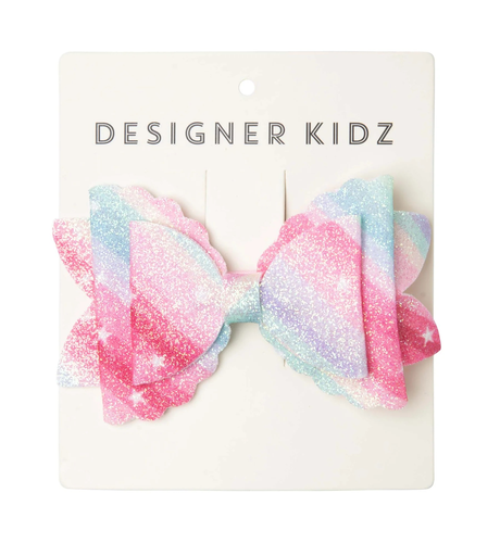 Designer Kidz Sparkle Rainbow Bow Hair Clip