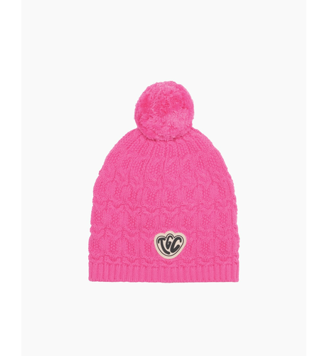 The Girl Club Bubblegum Pink Lace Knit Pom Pom Beanie