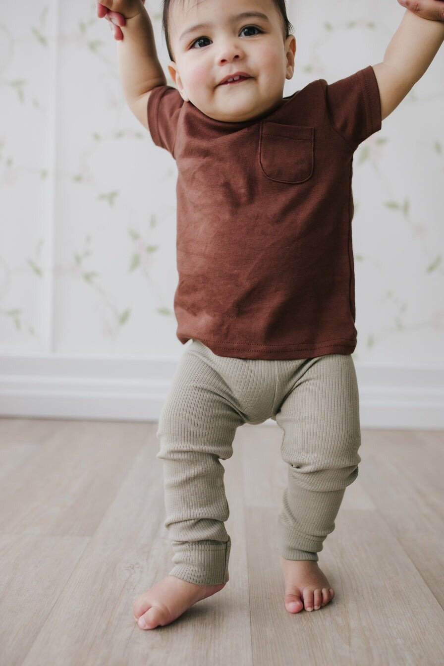Baby Boy Cream Ribbed Leggings and Beanie Set, Toddler Pants and