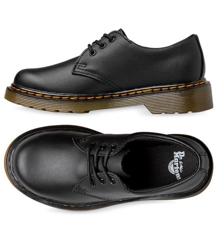 Dr Martens Junior 1461 Lace Shoe Black Yellow Stitch