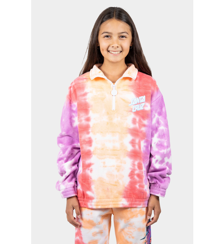 Santa Cruz Unicorn Stack Strip 1/4 Zip Sweater - Pale Pink Tye Die