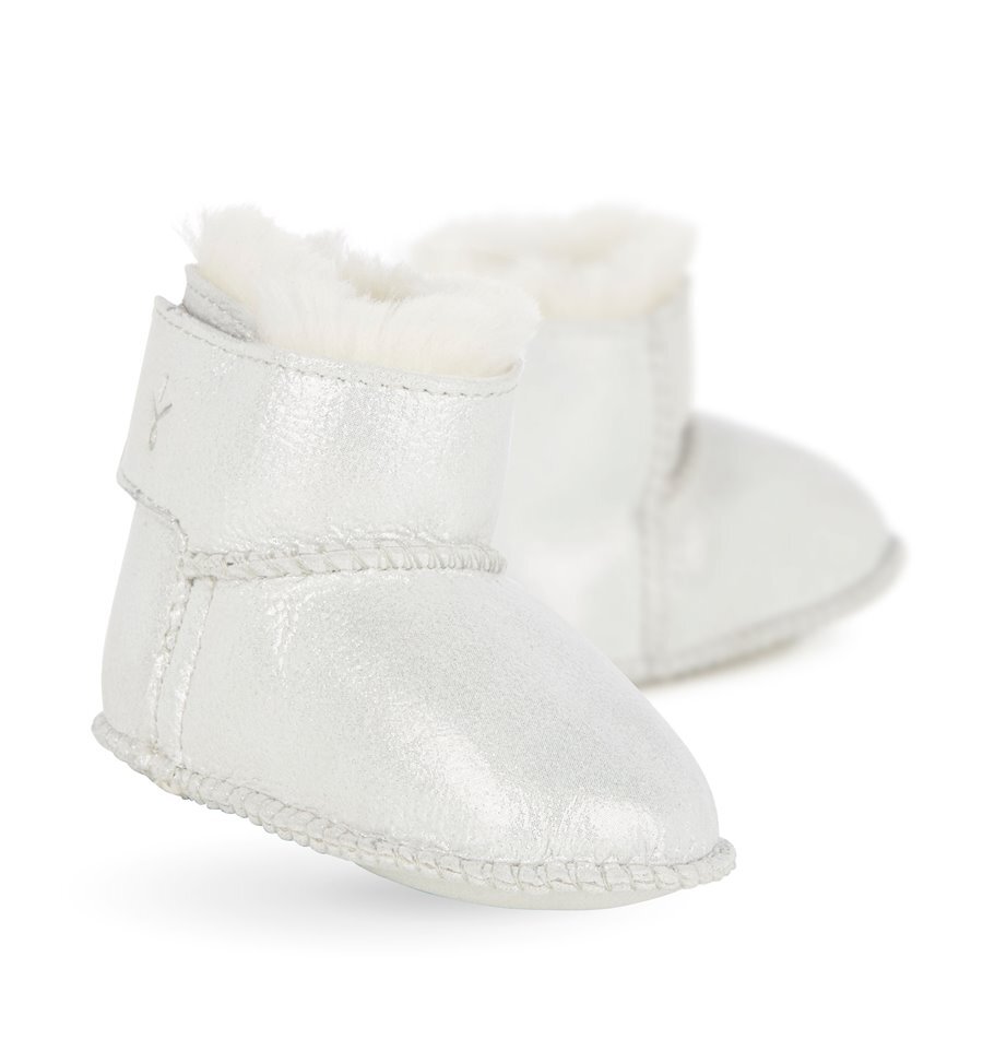 Emu Baby Bootie Metallic Silver FOOTWEAR Infant Kids Clothing NZ Shop Online Kid Republic W19 Emu TRANS MATA