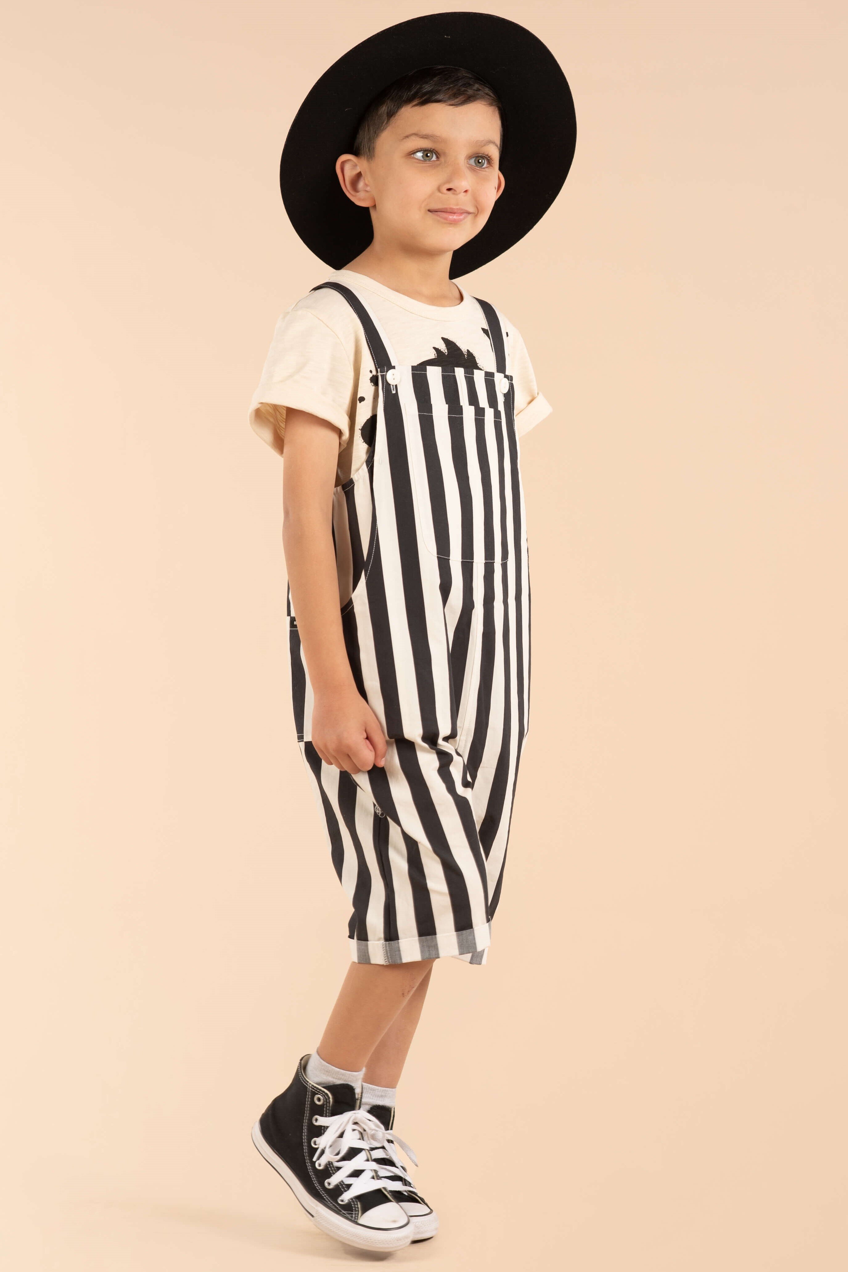 Fashion white striped overalls