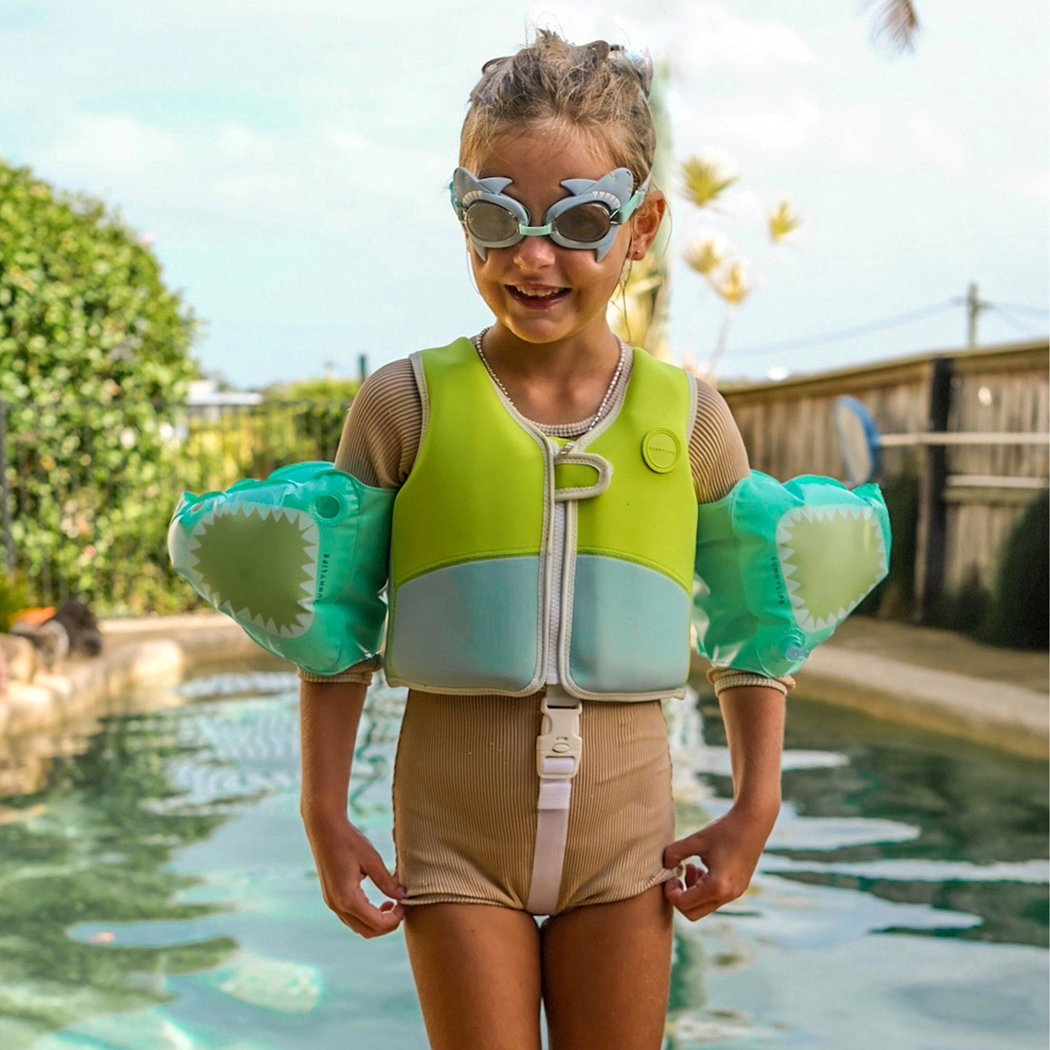 Sunnylife Salty The Shark Mini Swim Goggles CLOTHING BOY Boys Swimwear Kids Clothing NZ Shop Online Kid Republic Sunnylife