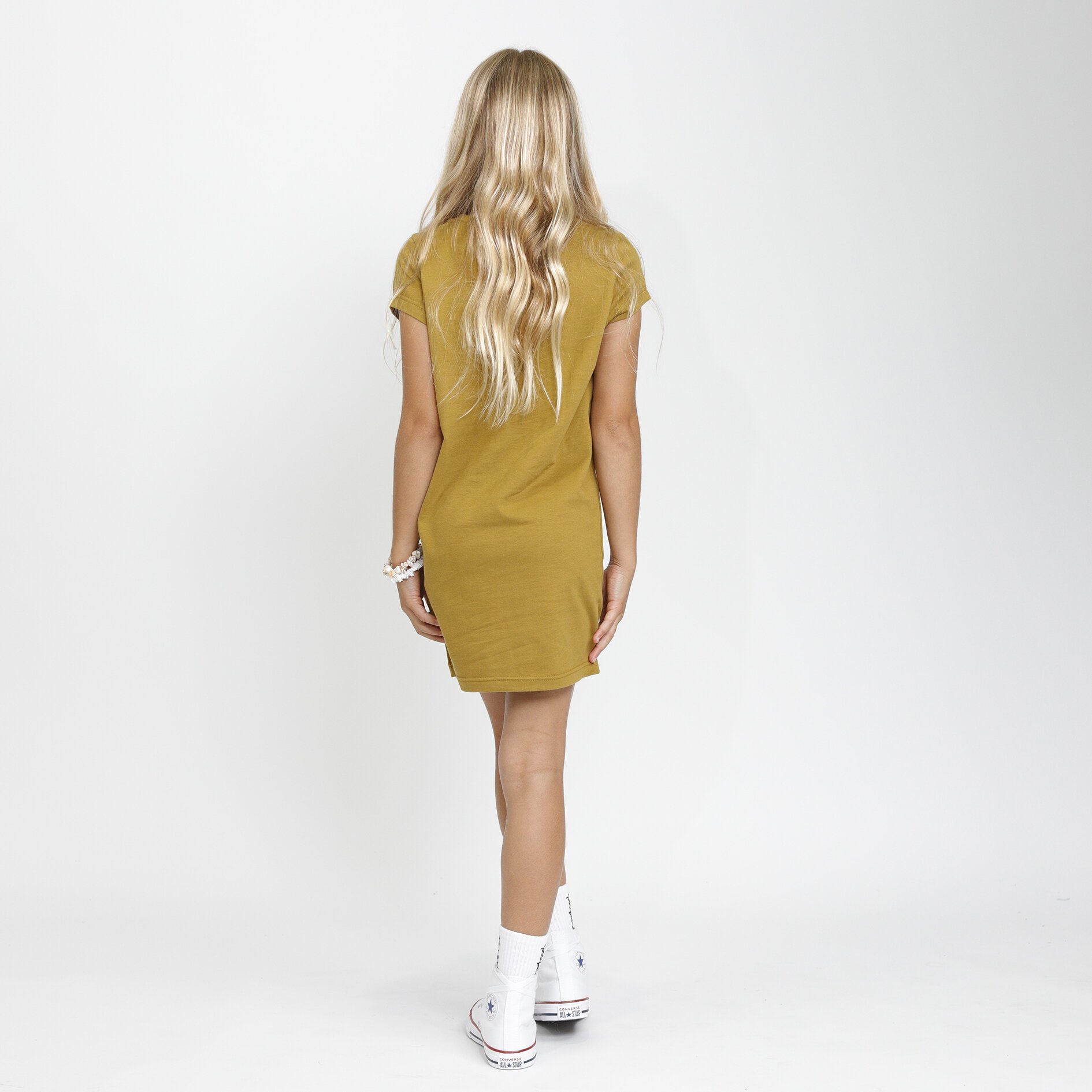 Hello Stranger Sunshine Days Tee Dress - Mustard - CLOTHING-GIRL