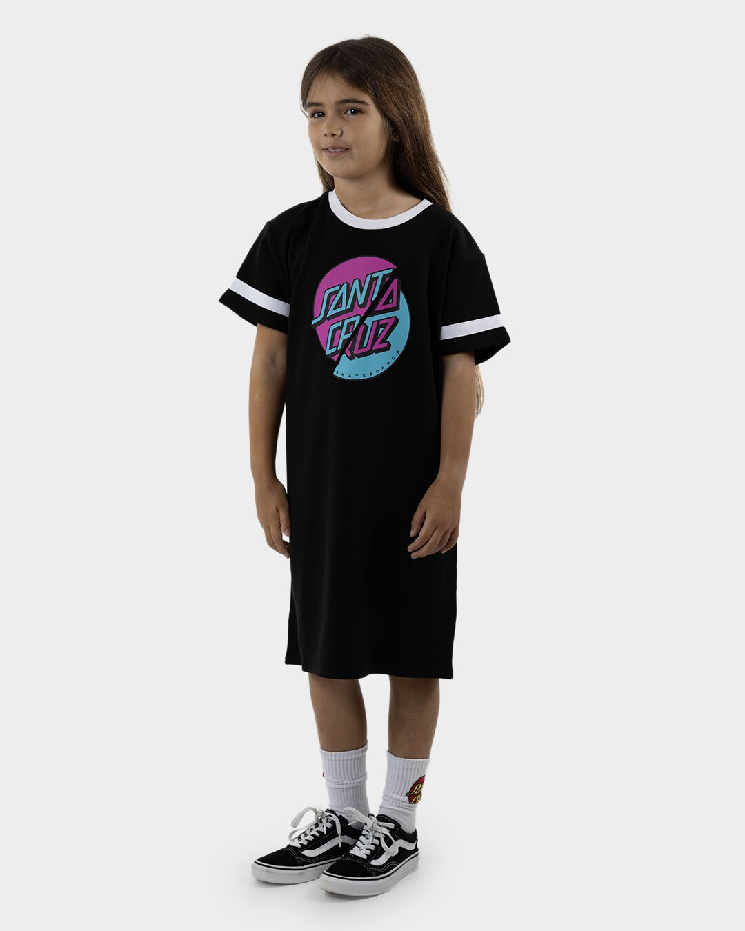 Santa Cruz Double Dot Front Dress Black CLOTHING GIRL Girls