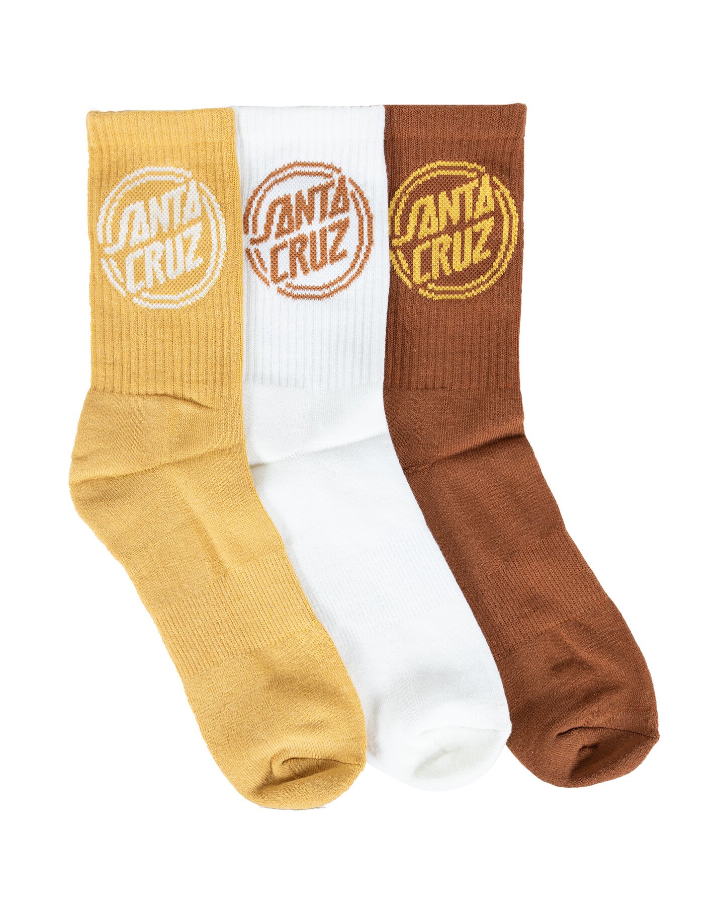 Santa Cruz Alt Dot Mono Sock 3pk Mens 7 11 Brown Off White