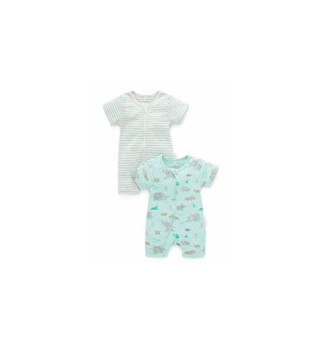 Purebaby 2Pk S/S Growsuit - Waterhole