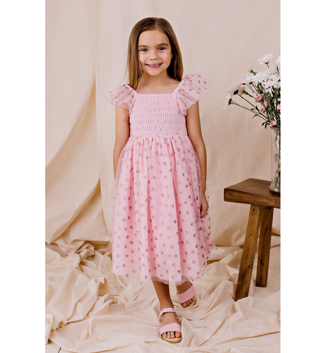 Designer Kidz From the Heart Tulle Dress - Pink