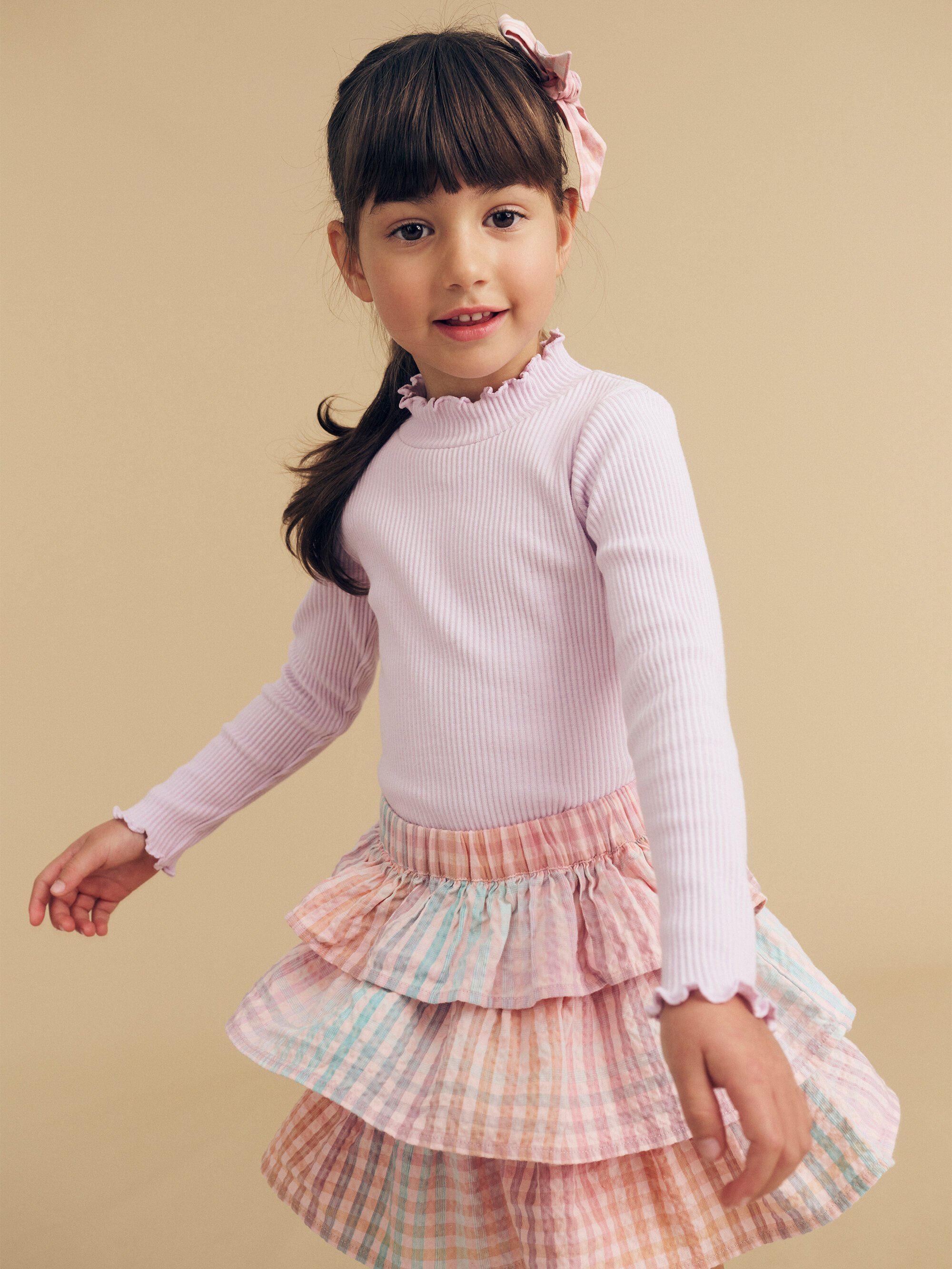 Huxbaby Rainbow Check Frill Skirt CLOTHING GIRL Girls Skirts Kids Clothing NZ Shop Online Kid Republic S24 25 Huxbaby Carryover