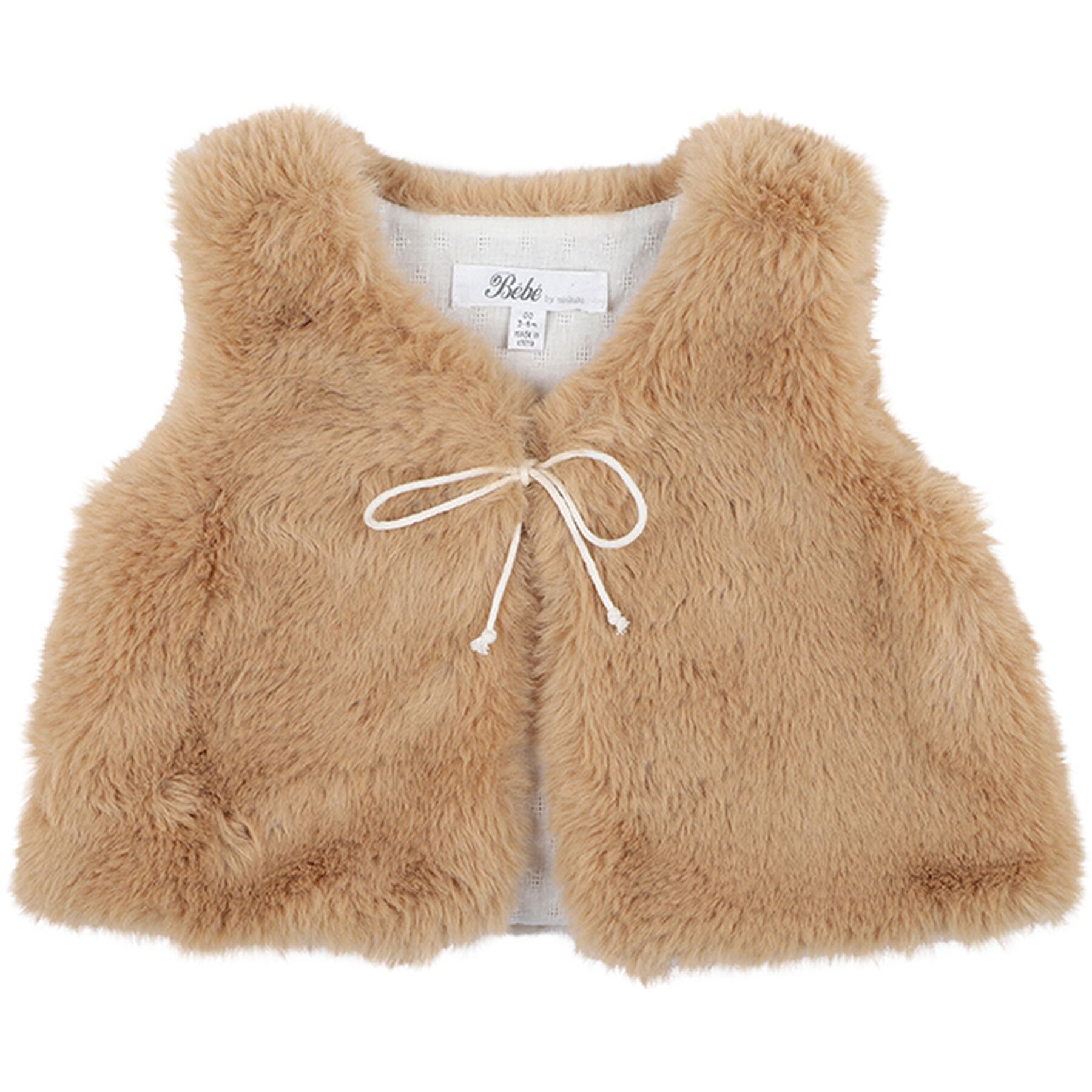 Bebe Faye Faux Fur Baby Vest Natural CLOTHING BABY Baby Jackets Zip ups Kids Clothing NZ Shop Online Kid Republic W23 Bebe