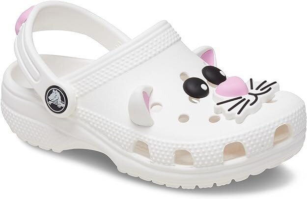 Crocs Toddlers I AM Cat Classic Clog White Pink Tweed FOOTWEAR Sandals Jandals Kids Clothing NZ Shop Online Kid Republic Crocs