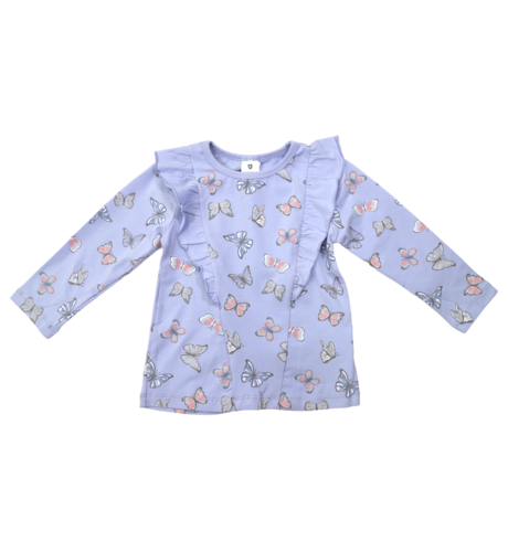 Korango Butterfly L/S Tee W Frill - Blue Herron